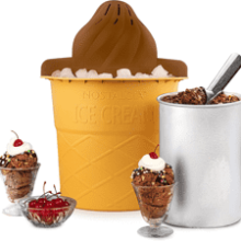 Nostalgia Electric Ice Cream Maker - Soft Serve Machine for Frozen Yogurt or Gelato - Fun Kitchen Appliance - Brown - 4 Quart