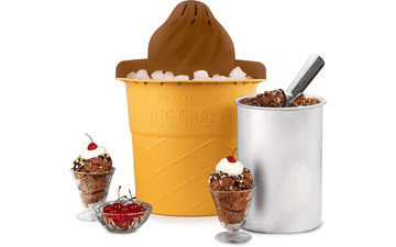 Nostalgia Electric Ice Cream Maker - Soft Serve Machine for Frozen Yogurt or Gelato - Fun Kitchen Appliance - Brown - 4 Quart