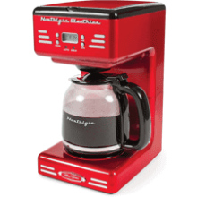 Nostalgia Retro Coffee Maker - 12-Cup Programmable with LED Display, Automatic Shut-Off, Keep Warm, Pause-And-Serve - Red