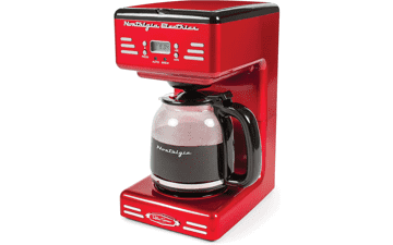 Nostalgia Retro Coffee Maker - 12-Cup Programmable with LED Display, Automatic Shut-Off, Keep Warm, Pause-And-Serve - Red