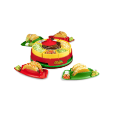 Nostalgia Taco Tuesday Heated Lazy Susan Taco Bar Serving Set - 4 Tortilla Holders, Fondue Pot - 20 Oz. - Red