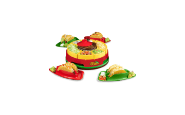 Nostalgia Taco Tuesday Heated Lazy Susan Taco Bar Serving Set - 4 Tortilla Holders, Fondue Pot - 20 Oz. - Red