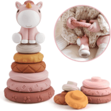 Nueplay 7 Pcs Stacking & Nesting Baby Toys with Pink Horse Figure