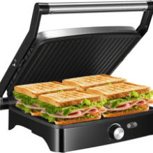 OSTBA Panini Press Grill - 4 Slice Large Non-stick Versatile Grill with Temperature Setting