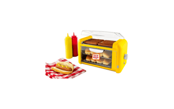 Oscar Mayer Extra Large 8 Hot Dog Roller & Bun Toaster Oven - Stainless Steel Grill Rollers, Non-stick Warming Racks, Adjustable Timer