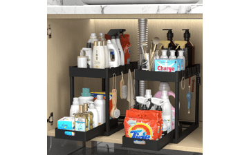 POUGNY 2PC Under Sink Organizer Rack 2 Tier