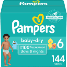 Pampers Baby Dry Diapers Size 6 144 Count