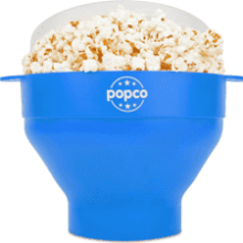 Popco Microwave Silicone Popcorn Popper with Handles - Collapsible Popcorn Bowl - BPA Free - Light Blue