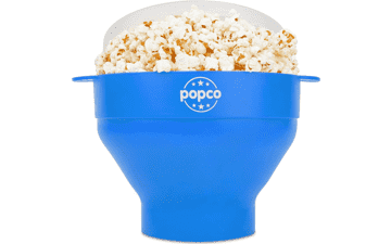 Popco Microwave Silicone Popcorn Popper with Handles - Collapsible Popcorn Bowl - BPA Free - Light Blue