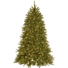 Pre-Lit Artificial Full Christmas Tree - Green Dunhill Fir - Dual Color LED Lights - 6.5 Feet