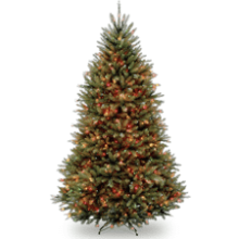 Pre-Lit Artificial Full Christmas Tree - Green Dunhill Fir - Multicolor Lights - 6.5 Feet