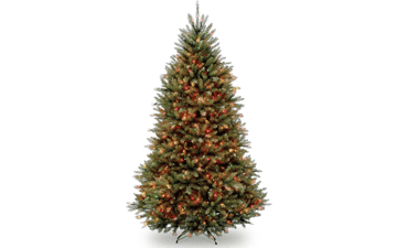 Pre-Lit Artificial Full Christmas Tree - Green Dunhill Fir - Multicolor Lights - 6.5 Feet