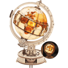 ROKR 3D Wooden Illuminated Globe Puzzle with Stand 180pcs Model Kit Hobby Gifts