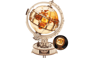 ROKR 3D Wooden Illuminated Globe Puzzle with Stand 180pcs Model Kit Hobby Gifts