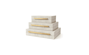 RUNYAO Kingflux Faux Ivory Shagreen Leather Decorative Boxes Set