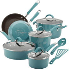 Rachael Ray Cucina Nonstick Cookware Set, 12 Piece, Agave Blue