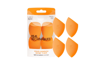 Real Techniques Miracle Complexion Sponge, Makeup Blender for Liquid and Cream Foundation, 4 Count