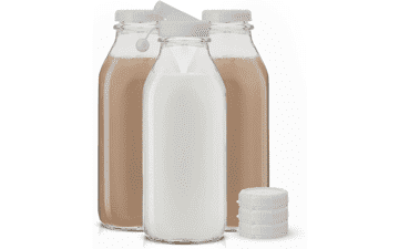 Reusable 32 Oz Glass Milk Bottle Multi-Pack with Lids