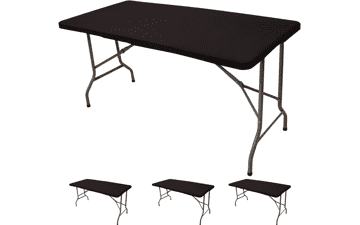 SAJOO Spandex Table Cover 6FT 3PC Black Fitted Tablecloth for Rectangle Tables