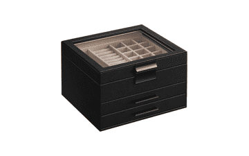 SONGMICS Glass Lid Jewelry Box 3-Layer Organizer with 2 Drawers