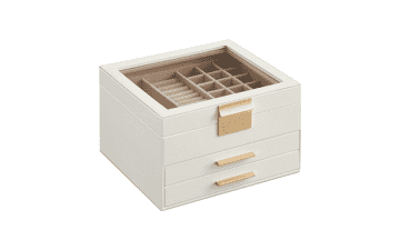 SONGMICS Glass Lid Jewelry Box with 2 Drawers