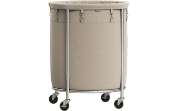 SONGMICS Laundry Basket with Wheels, 45 Gal., Round Laundry Cart