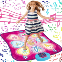 SUNLIN Dance Mat - Rhythm Step Play Mat - Dance Game Toy Gift for Kids - Dance Pad with LED Lights, Adjustable Volume, Built-in Music, 3 Challenge Levels