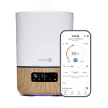 Safety 1st Connected Smart Humidifier - 1 Gallon Tank Size, Cool Mist with Hygrometer and Nightlight, Whisper Quiet for Baby Bedroom, Nursery, iOS and Android Compatible