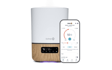 Safety 1st Connected Smart Humidifier - 1 Gallon Tank Size, Cool Mist with Hygrometer and Nightlight, Whisper Quiet for Baby Bedroom, Nursery, iOS and Android Compatible