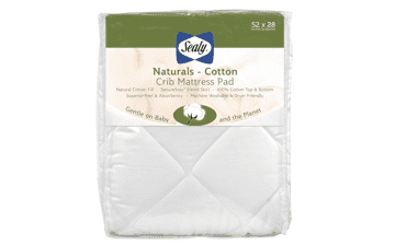 Sealy Naturals Cotton Waterproof Fitted Mattress Pad Cover - Toddler Bed and Baby Crib Protector