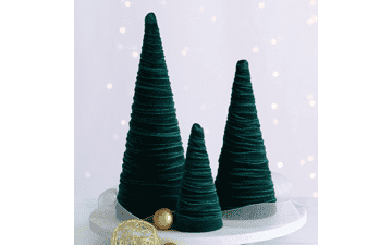 Set of 3 Emerald Velvet Trees - Modern Christmas Decor for Mantel and Entryway