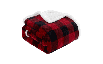 Sherpa Red and Black Buffalo Plaid Christmas Throw Blanket - Fuzzy Fluffy Soft Cozy - Couch Bed Sofa - 60" X 70"