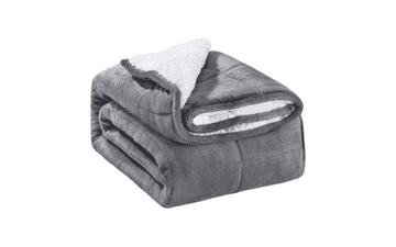 Sivio Sherpa Fleece Weighted Blanket for Adult, 15 lbs, Soft Plush Flannel, Reversible Queen-Size, Extra Warm Cozy Fluffy, Grey