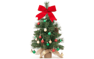 Small Christmas Tree - 24 Inches Green Artificial Mini Decorative Xmas Tree with Pine Needles, Burlap Base, and Mix Ornaments Sets