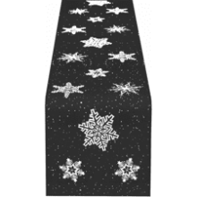 Small Embroidered Snowflakes Table Runner for Christmas Holidays - Dark Gray - 14 × 33 Inches