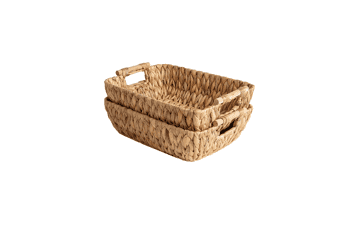 StorageWorks Large Hand-Woven Storage Baskets, Water Hyacinth Wicker, 2-Pack