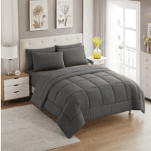 Sweet Home Collection 5 Piece Comforter Set - All Season Soft Down Alternative Blanket & Luxurious Microfiber Bed Sheets - Gray - Twin