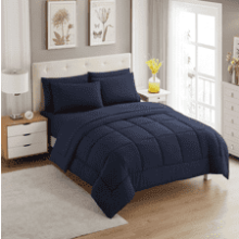 Sweet Home Collection 5 Piece Comforter Set Bag Solid Color All Season Soft Down Alternative Blanket & Luxurious Microfiber Bed Sheets - Navy, Twin