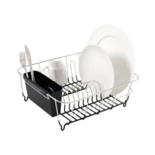 Sweet Home Collection Dish Drying Rack Set with Utensil Holder, Black