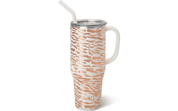 Swig Life 40oz Mega Mug - Tumbler with Handle and Straw - Cup Holder Friendly - Dishwasher Safe - Extra Large Insulated Stainless Steel Water Tumbler (Glamazon Rose)