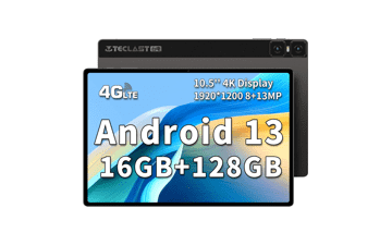 TECLAST 10.5 inch Android Tablet T45HD 16GB+128GB 1TB Expand, 8 core Processor, 2K IPS, 4G LTE, Dual Camera, 7200mAh