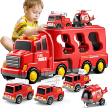 TEMI Fire Toys 5 in 1 Carrier Truck Transport for Toddlers