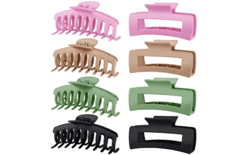 TOCESS 8 Pack Big Hair Claw Clips for Women - Large Claw Clip for Thin Thick Curly Hair - 90's Strong Hold - 4.33 Inch Nonslip Matte Jumbo Hair Clips