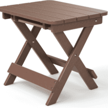 TORVA Outdoor Adirondack Foldable Side Table - Weather Resistant Patio End Table for Poolside Garden - Brown