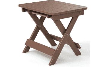 TORVA Outdoor Adirondack Foldable Side Table - Weather Resistant Patio End Table for Poolside Garden - Brown