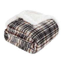 Touchat Sherpa Plaid Throw Blanket - Fuzzy Fluffy Cozy Soft - Twin Size Microfiber for Couch Bed Sofa - Plaid Brown