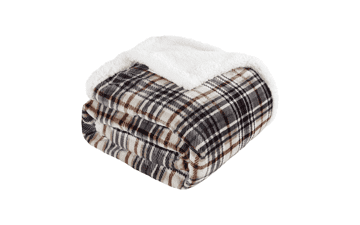 Touchat Sherpa Plaid Throw Blanket - Fuzzy Fluffy Cozy Soft - Twin Size Microfiber for Couch Bed Sofa - Plaid Brown