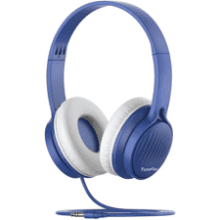 TuneFlux Kids Headphones - Safe Volume Limiter 85dB - Wired School Headphones for Boys and Girls - Sapphire Blue