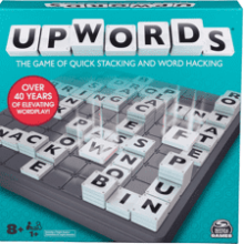 Upwords Word Game with Stackable Letter Tiles & Rotating Game Board for Family Game Night