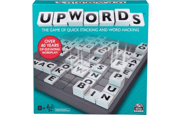 Upwords Word Game with Stackable Letter Tiles & Rotating Game Board for Family Game Night